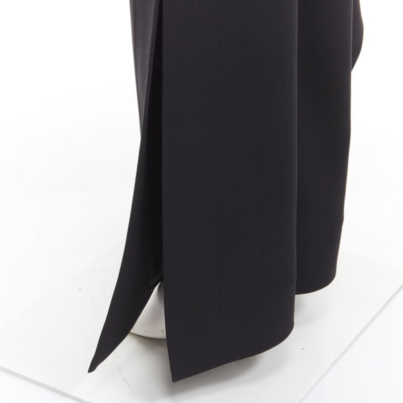 SOLACE black cascade ruffle draped flared trousers pants UK10 US6 M