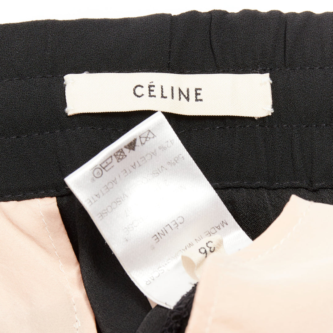 OLD CELINE Phoebe Philo black red drawstring nude facing cropped trousers FR36 S