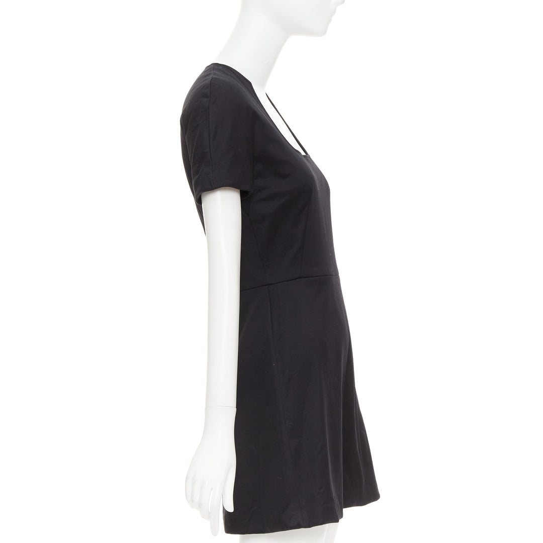 ALEXANDER MCQUEEN 2013 black cotton scoop neck short sleeve mini dress IT40 S