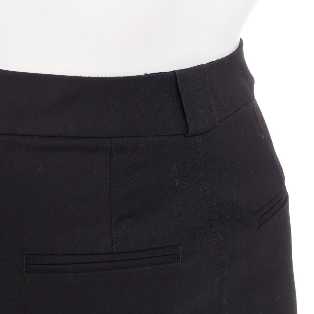 HELMUT LANG black woven cotton tailored front welt pocket utility skirt US0 XS