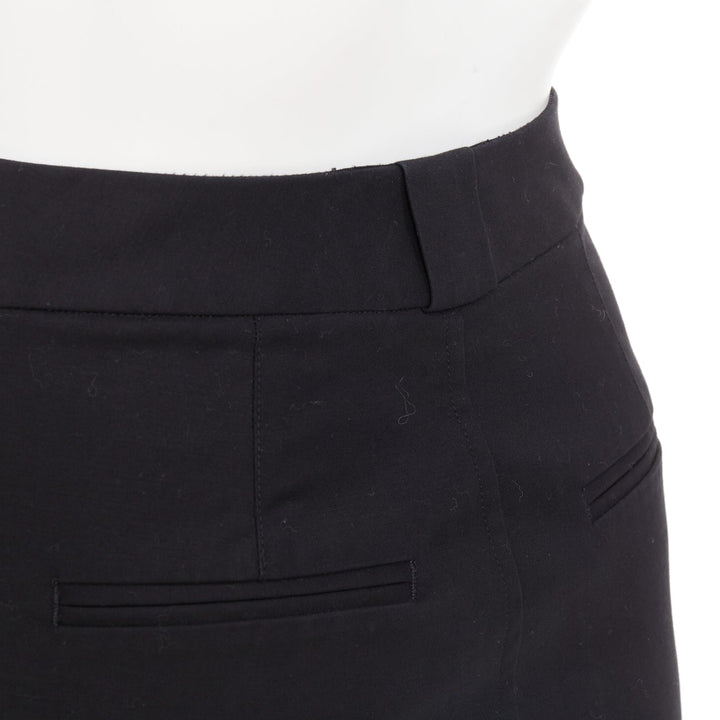 HELMUT LANG black woven cotton tailored front welt pocket utility skirt US0 XS