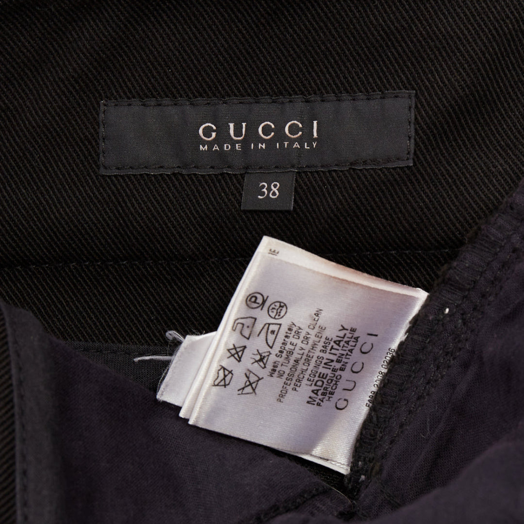 GUCCI 2008 Vintage black denim chrome dome studded waist skinny jeans IT38 XS