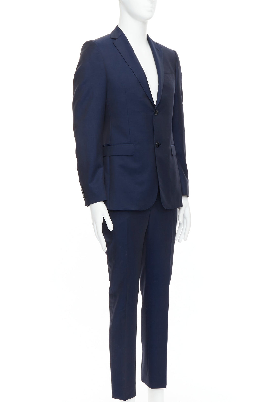 Z ZEGNA Drop 8 navy blue wool mohair low shine slim blazer pants suit EU46 S