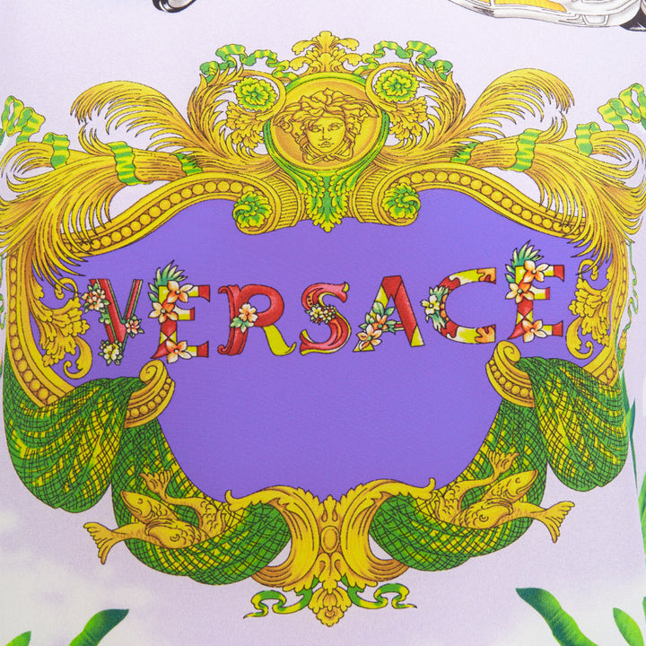 VERSACE Beverly Palm lilac purple silk print short sleeve top IT40 S