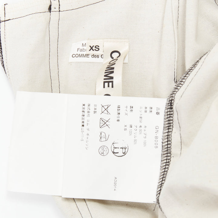 COMME DES GARCONS 2014 black cupra wool trim woven sheer overlay top XS