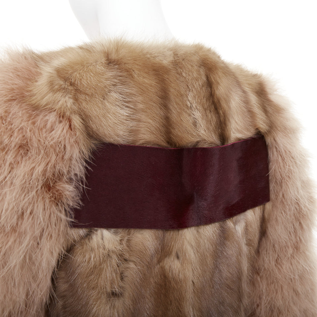 rare GIVENCHY beige Astrakan fur feather sleeves cropped bolero jacket