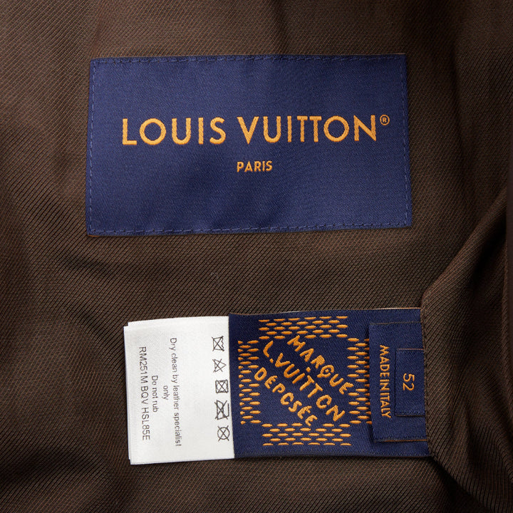 LOUIS VUITTON 2025 Runway Embellished Leather Trucker monogram jacket FR46 XS