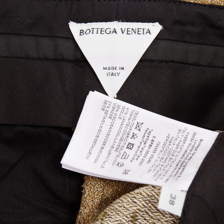 BOTTEGA VENETA 2020 brown flecked wool tweed high waisted pants IT38 XS