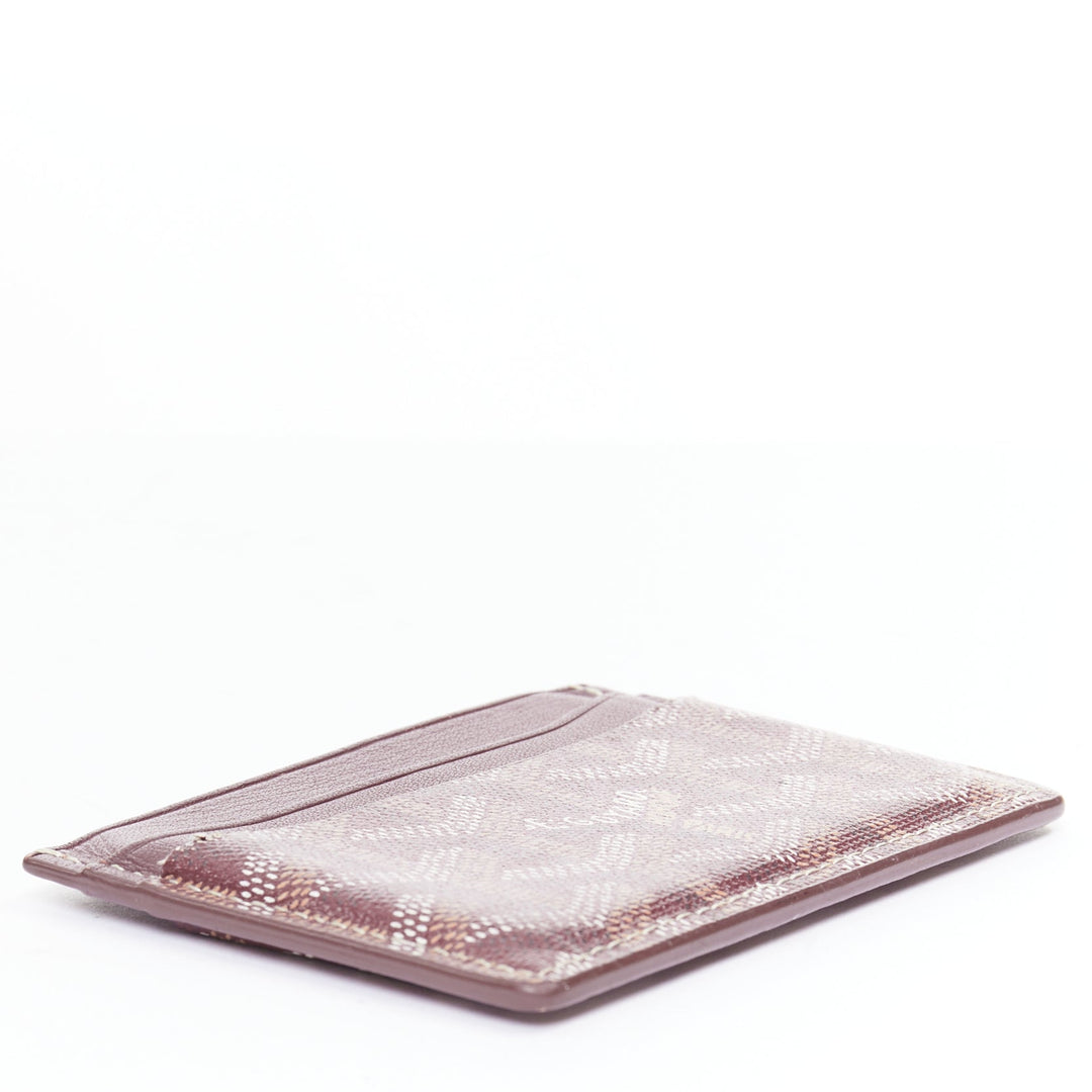 GOYARD Goyardine 4-slot red bordeaux white logo card holder