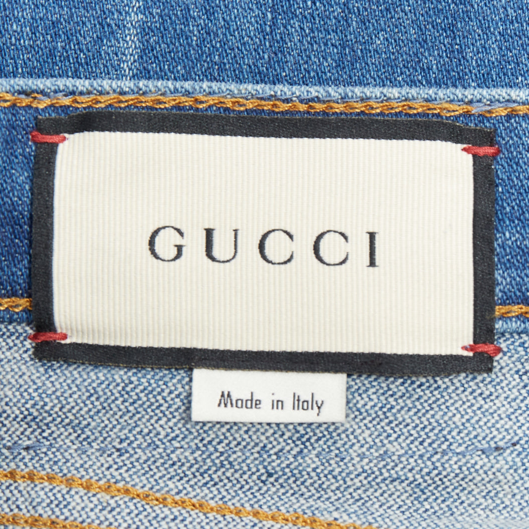 GUCCI Alessandro Michele 2021 red logo blue denim flared jeans 25"