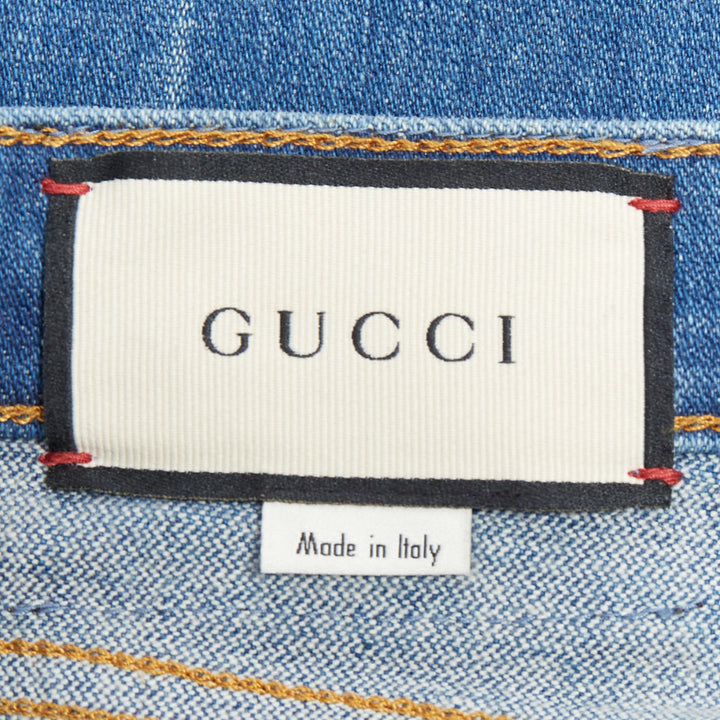 GUCCI Alessandro Michele 2021 red logo blue denim flared jeans 25"