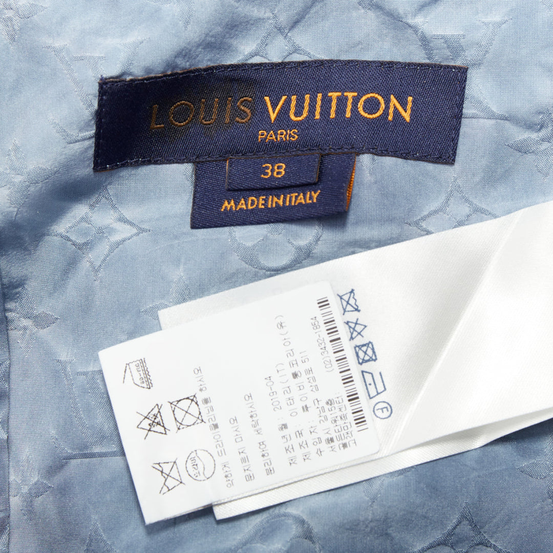 LOUIS VUITTON blue washed monogram print hooded zip anorak jacket FR38 M