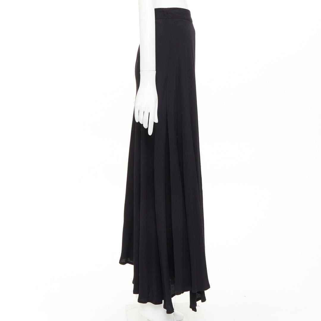 ROSETTA GETTY black viscose front inverted pleat slitted harem pants US0 X