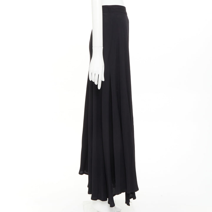 ROSETTA GETTY black viscose front inverted pleat slitted harem pants US0 X