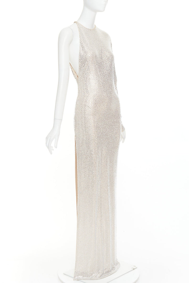 ALEXANDRE VAUTHIER Bridal ivory diamond strass crystal asymmetric batwing gown