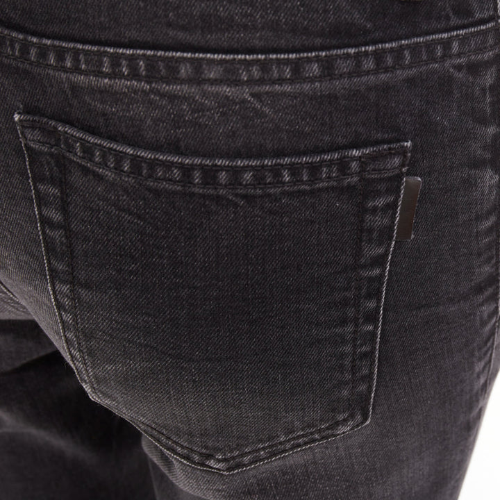 SAINT LAURENT D06 grey washed denim mid waist distressed skinny jeans 26"