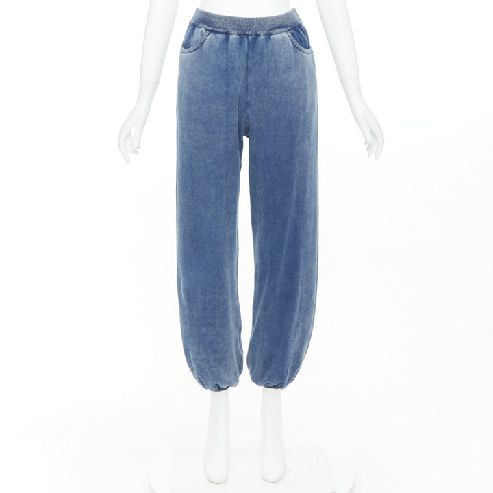 CHLOE blue white faded wash cotton blend relaxed jogger pants M