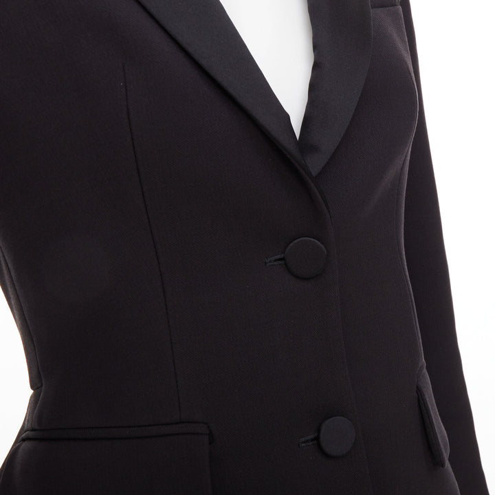 ALEXANDER MCQUEEN 2016 black wool silk sculpted peplum blazer jacket IT38 XS