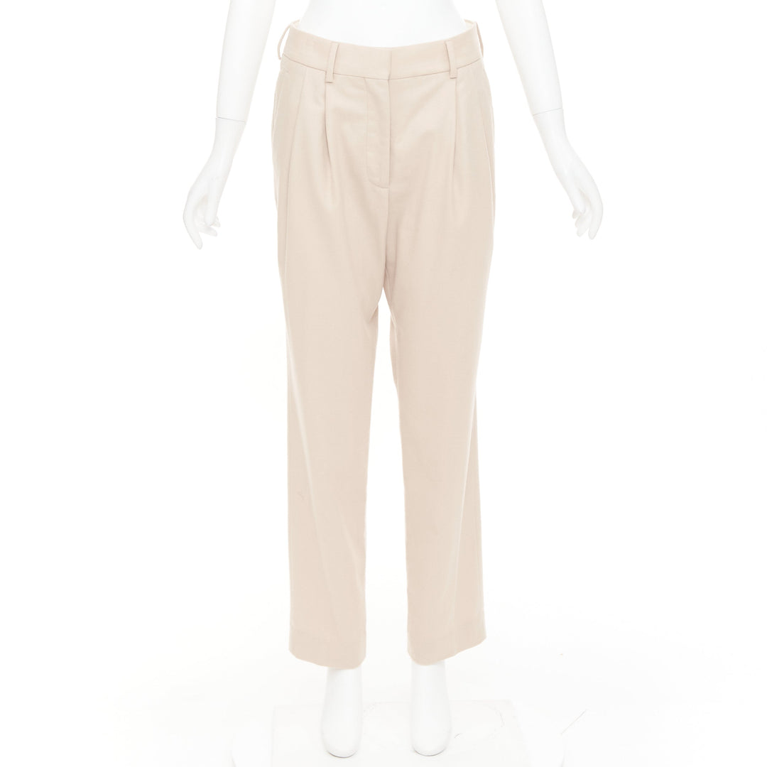 BLAZE MILANO camel virgin wool Signature curved pocket pleat front pants US2 S