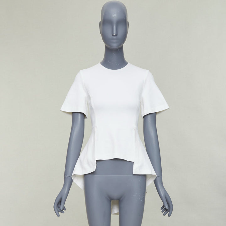 ROSETTA GETTY cream silk trim peplum cascade high low top top XS