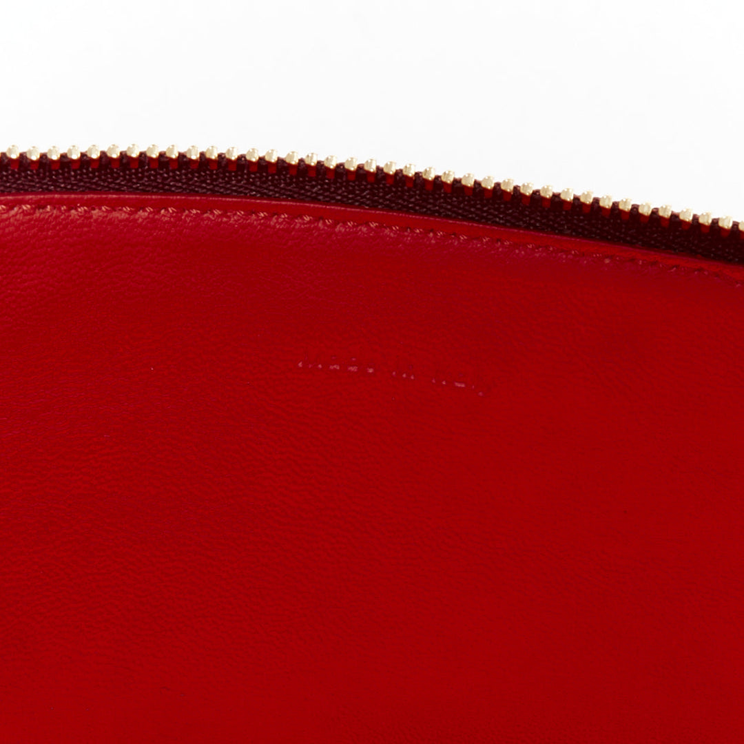 OLD CELINE Phoebe Philo red brown leather bicolour top zip pouch clutch bag