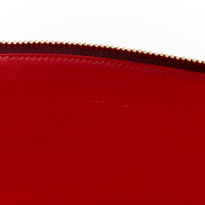OLD CELINE Phoebe Philo red brown leather bicolour top zip pouch clutch bag