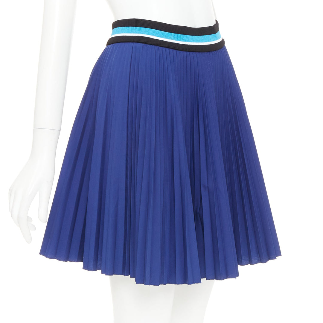 PRADA 2014 royal blue ribbed waistband accordion pleated tennis skirt IT38 XS
