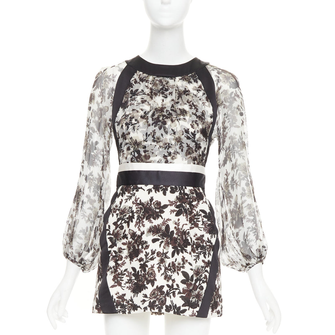 balenciaga floral mini dress One-shoulder Floral Mini Dress Yellow And Navy