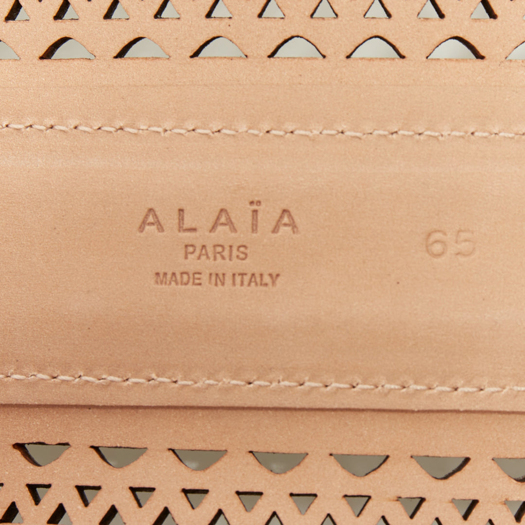 ALAIA Runway Le Corset Vienne laser cut white calfskin leather belt 65cm