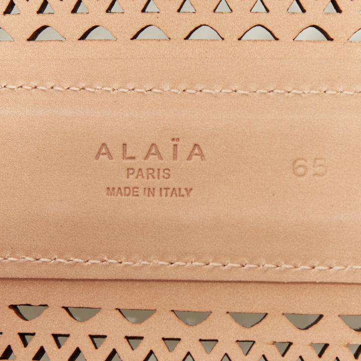 ALAIA Runway Le Corset Vienne laser cut white calfskin leather belt 65cm
