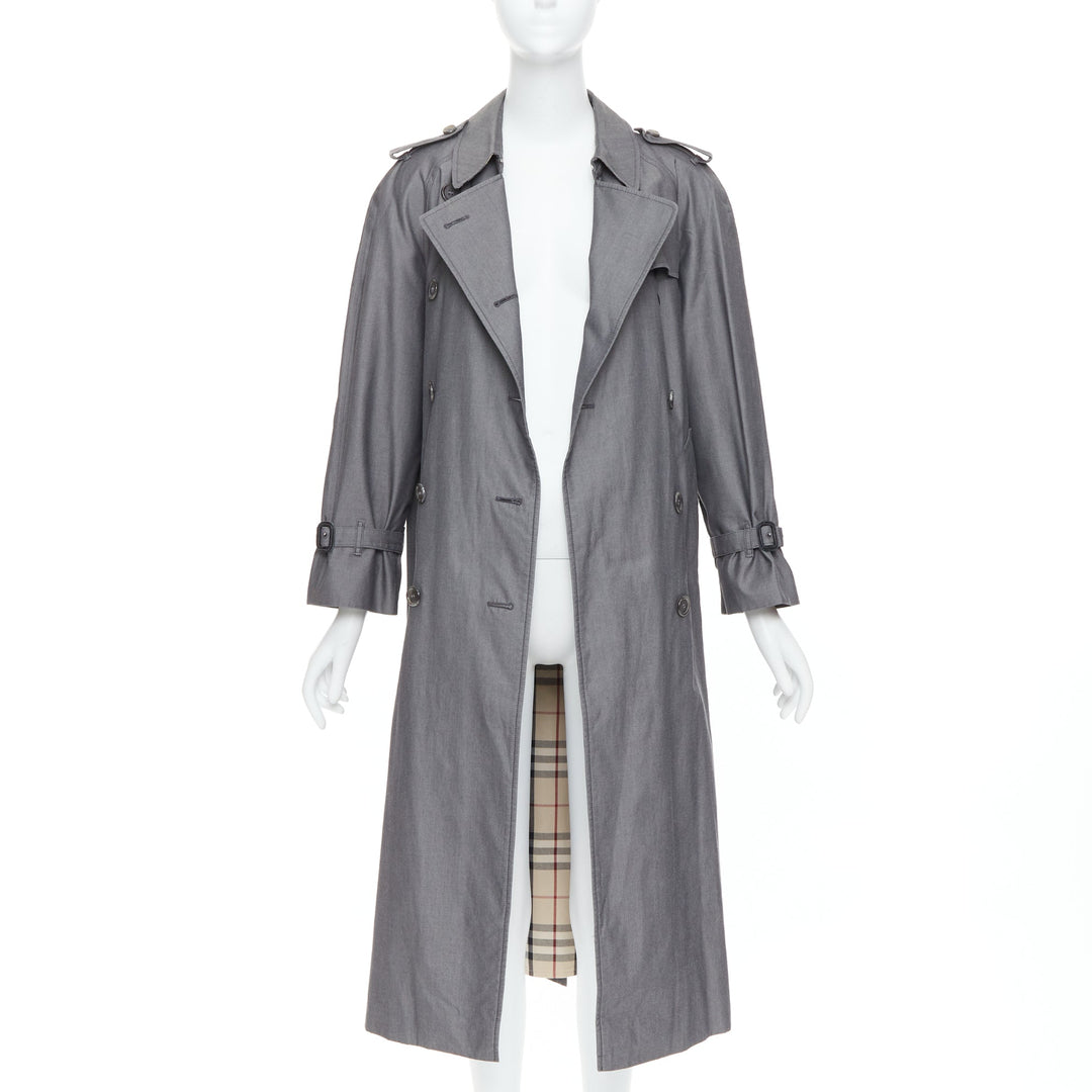 BURBERRY Vintage Made To Measure grey cotton trench coat UK12 L