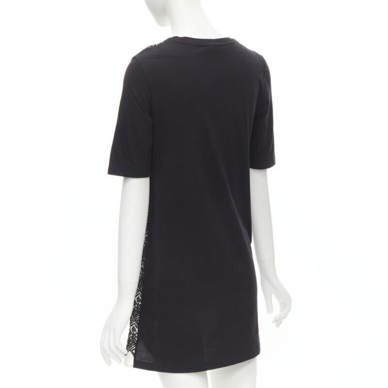 GIAMBATTISTA VALLI geometric jacquard front black cotton t-shirt dress XXS