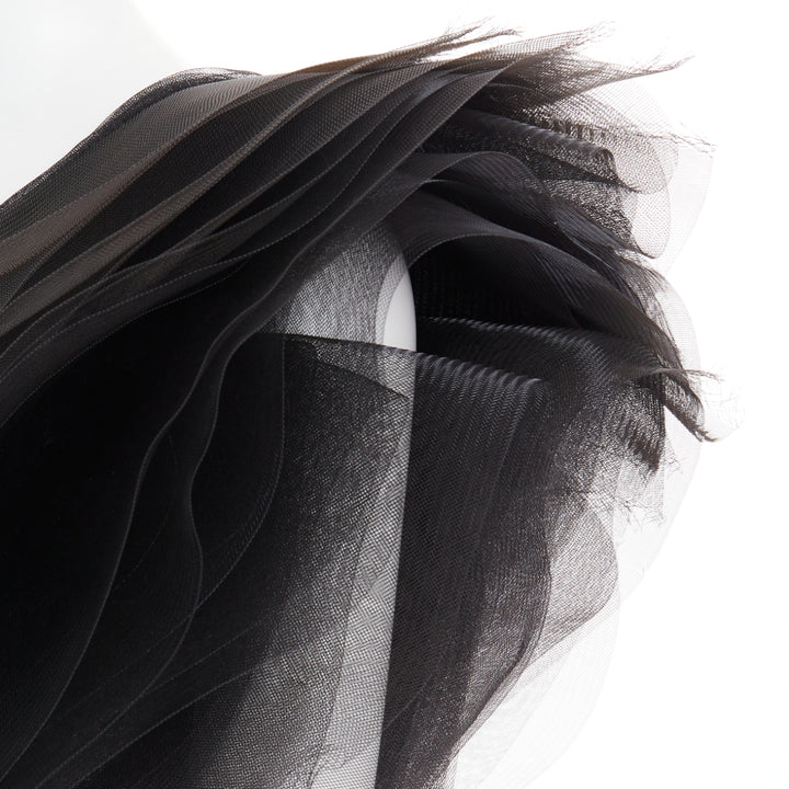 rare ALEXANDRE VAUTHIER COUTURE SS2014 Runway black stiff tulle train gown