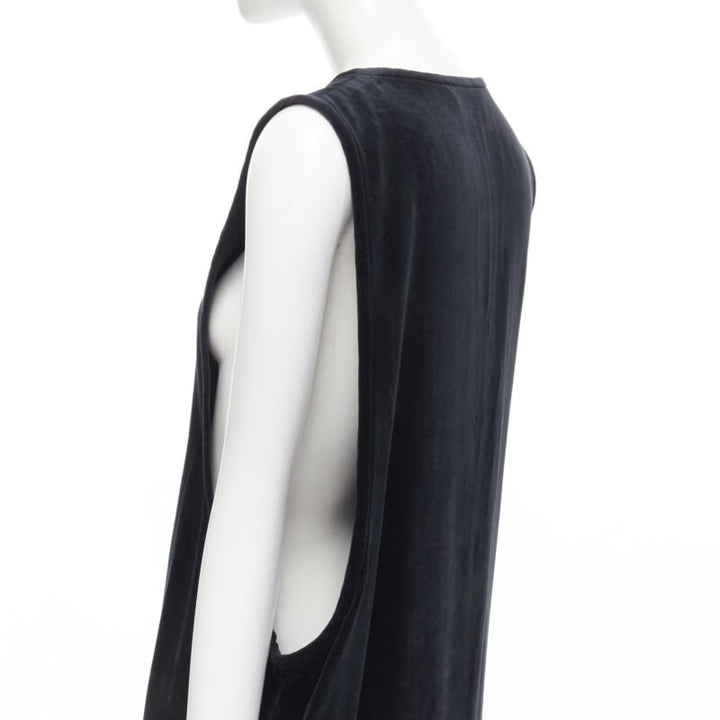 vintage COMME DES GARCONS 1980's black velvet asymmetric dropped armhole dress S