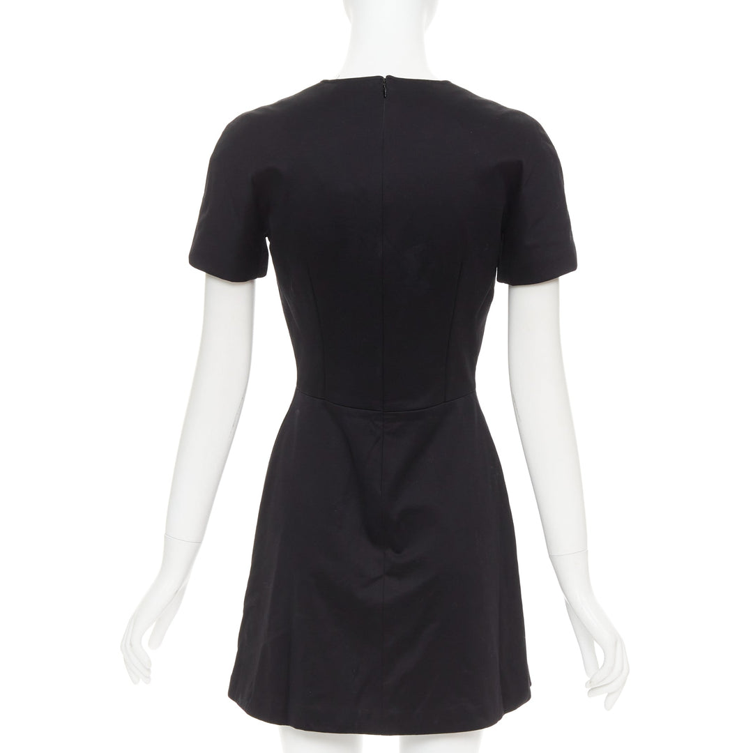 ALEXANDER MCQUEEN 2013 black cotton scoop neck short sleeve mini dress IT40 S