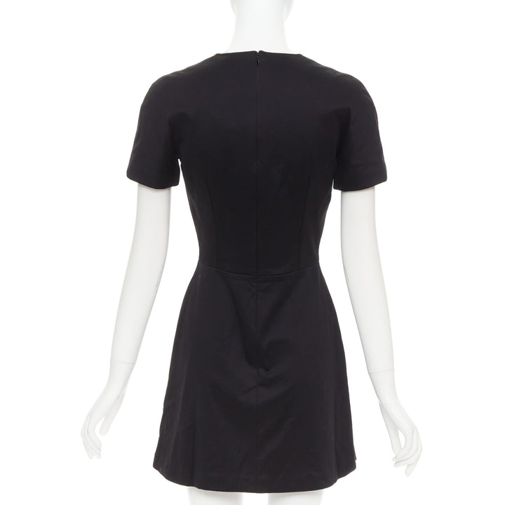 ALEXANDER MCQUEEN 2013 black cotton scoop neck short sleeve mini dress IT40 S