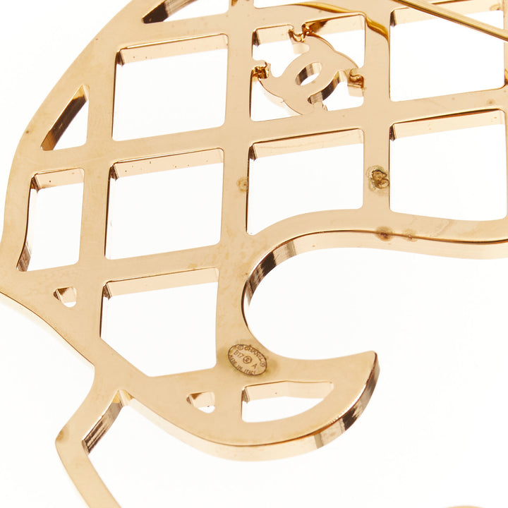 CHANEL B17A Paris-Cosmopolite Coco Mademoiselle Silhouette gold pin brooch
