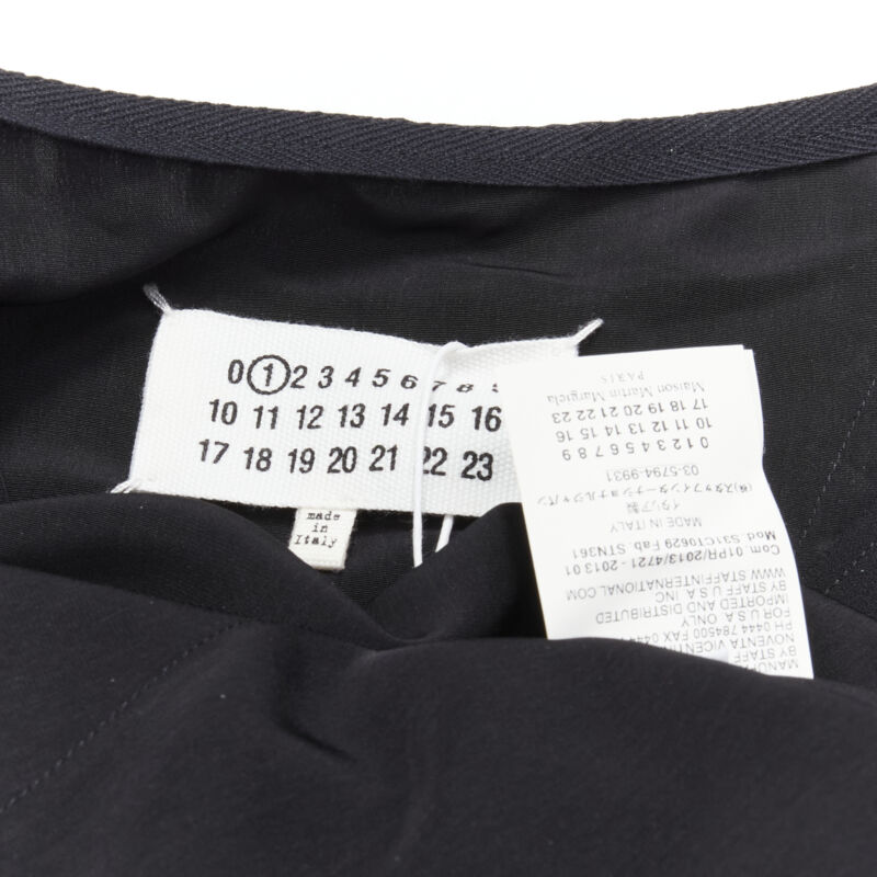 MAISON MARGIELA 2013 black polyester V-neck asymmetric bonded cape dress IT40 S