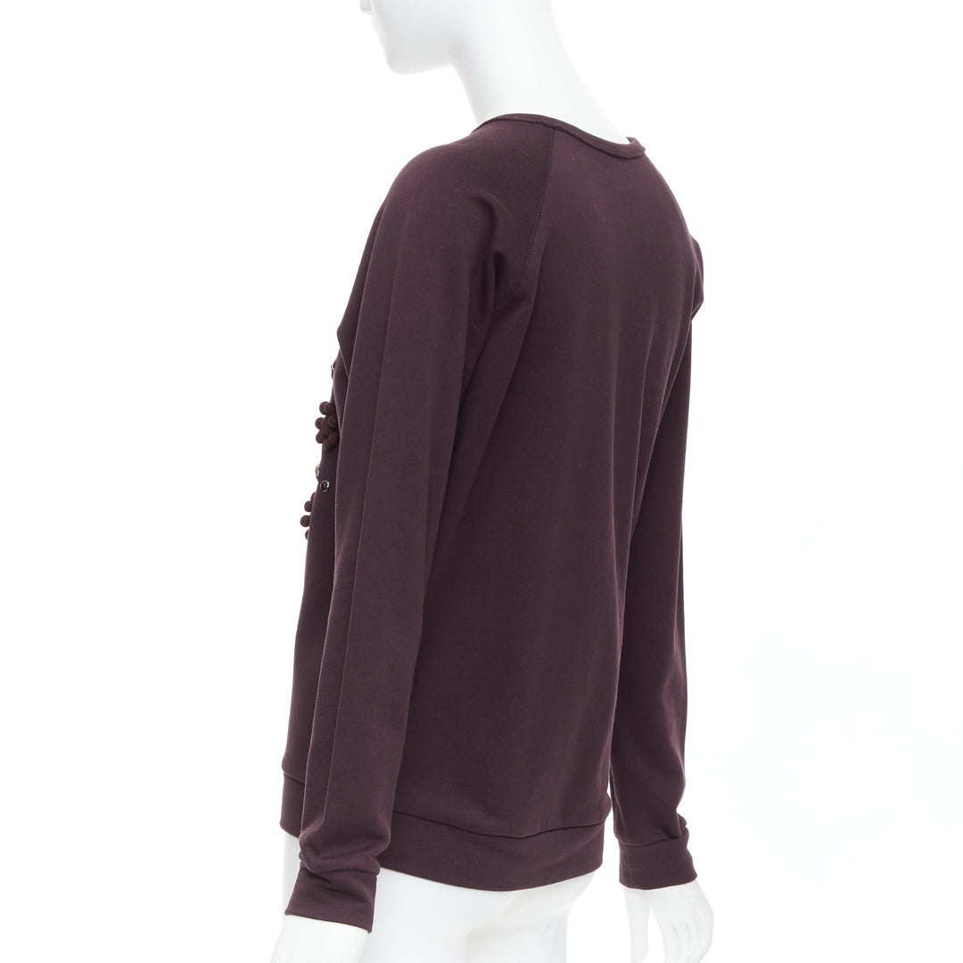 LANVIN purple fabric wrapped crystal embellished pullover