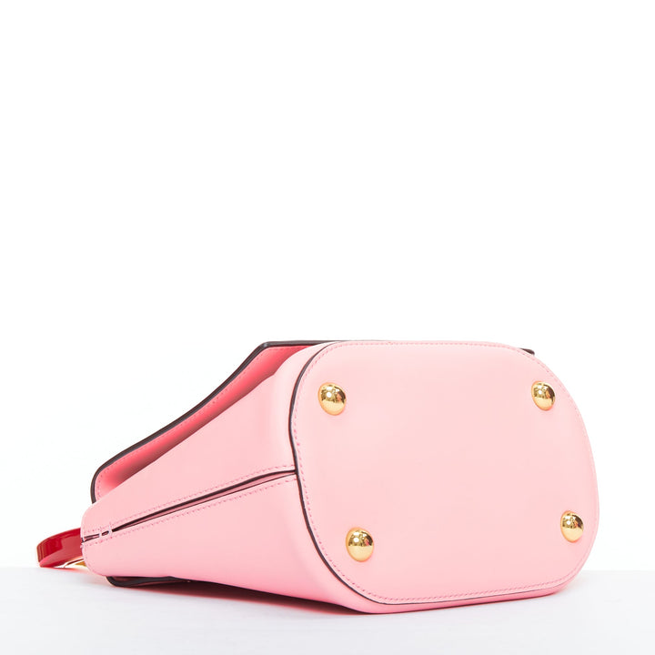 MARNI Pannier red resin handle pink leather flap crossbody bag