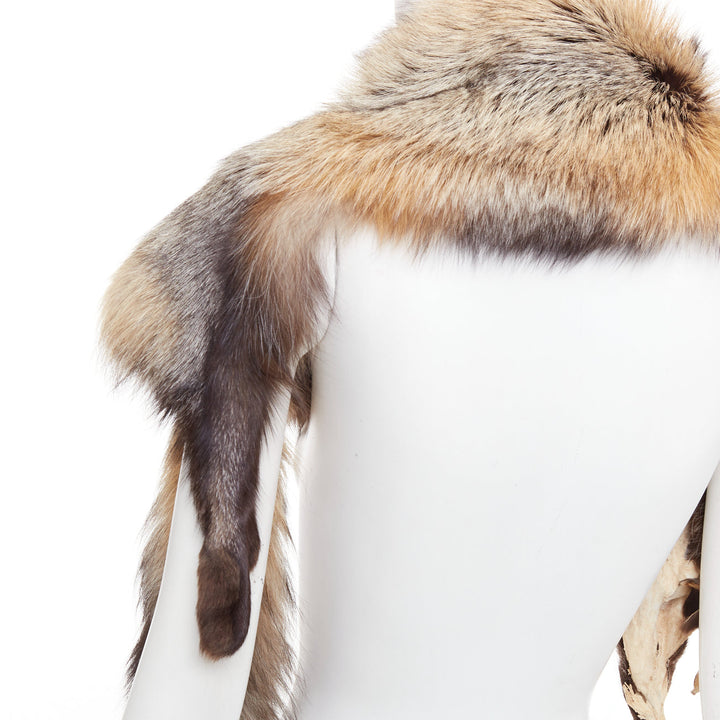 Brown ombre genuine fur animal scarf stole