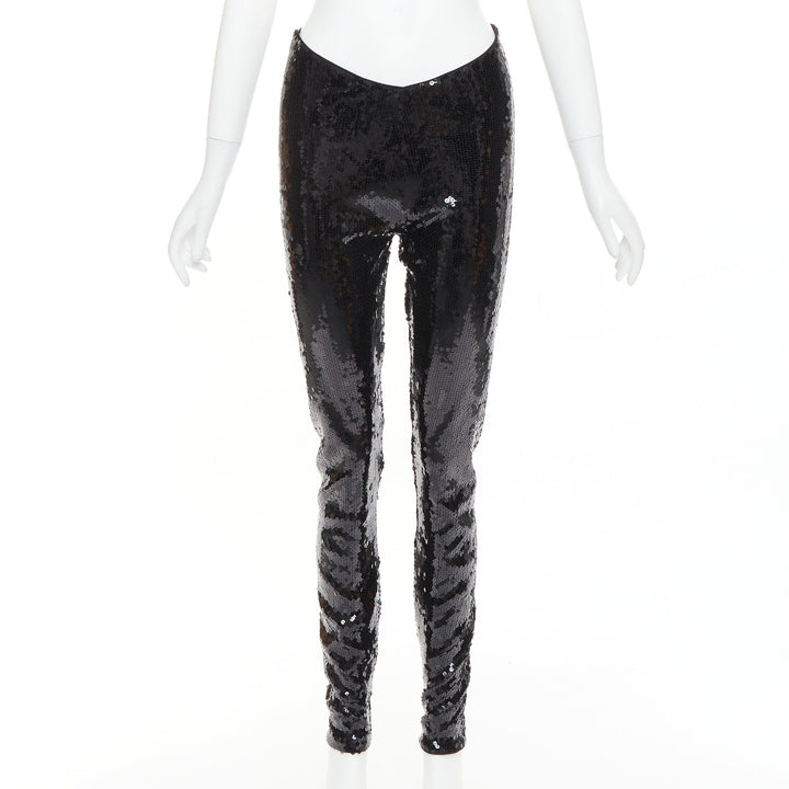 ALEXANDRE VAUTHIER COUTURE SS2025 Runway black sequin stretch legging pants