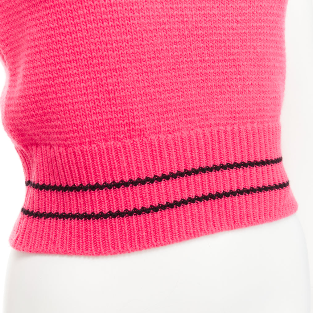 CHRISTIAN DIOR 2022 100% cashmere pink logo puff sleeve crop sweater FR34 XXS