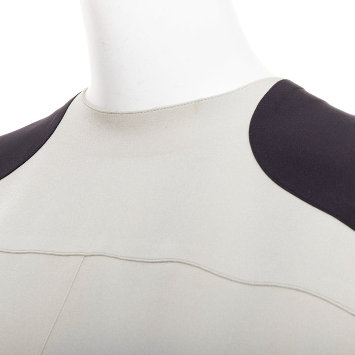 LOUIS VUITTON grey black colorblocked LV canvas peplum top FR38 M