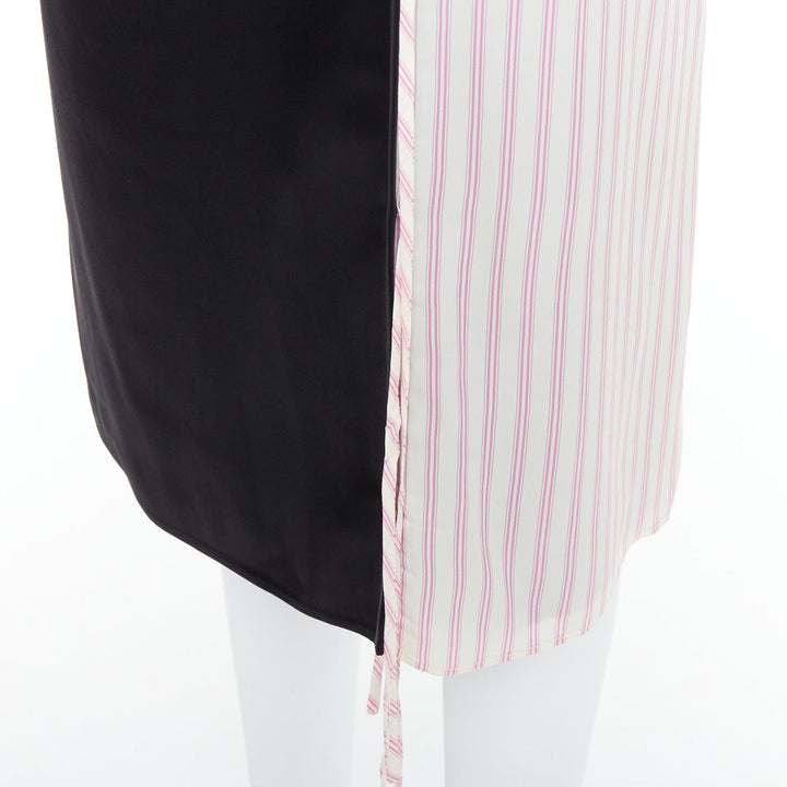 ALEXANDER WANG T black pink cream pinstripe wrap skirt US0 XS