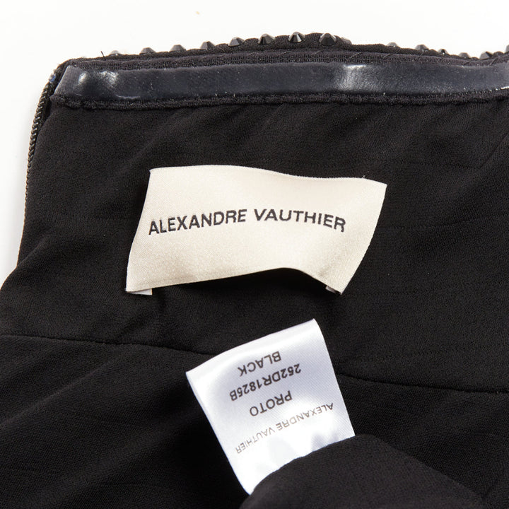 ALEXANDRE VAUTHIER black strass crystal bow tie cut out ruched mini dress