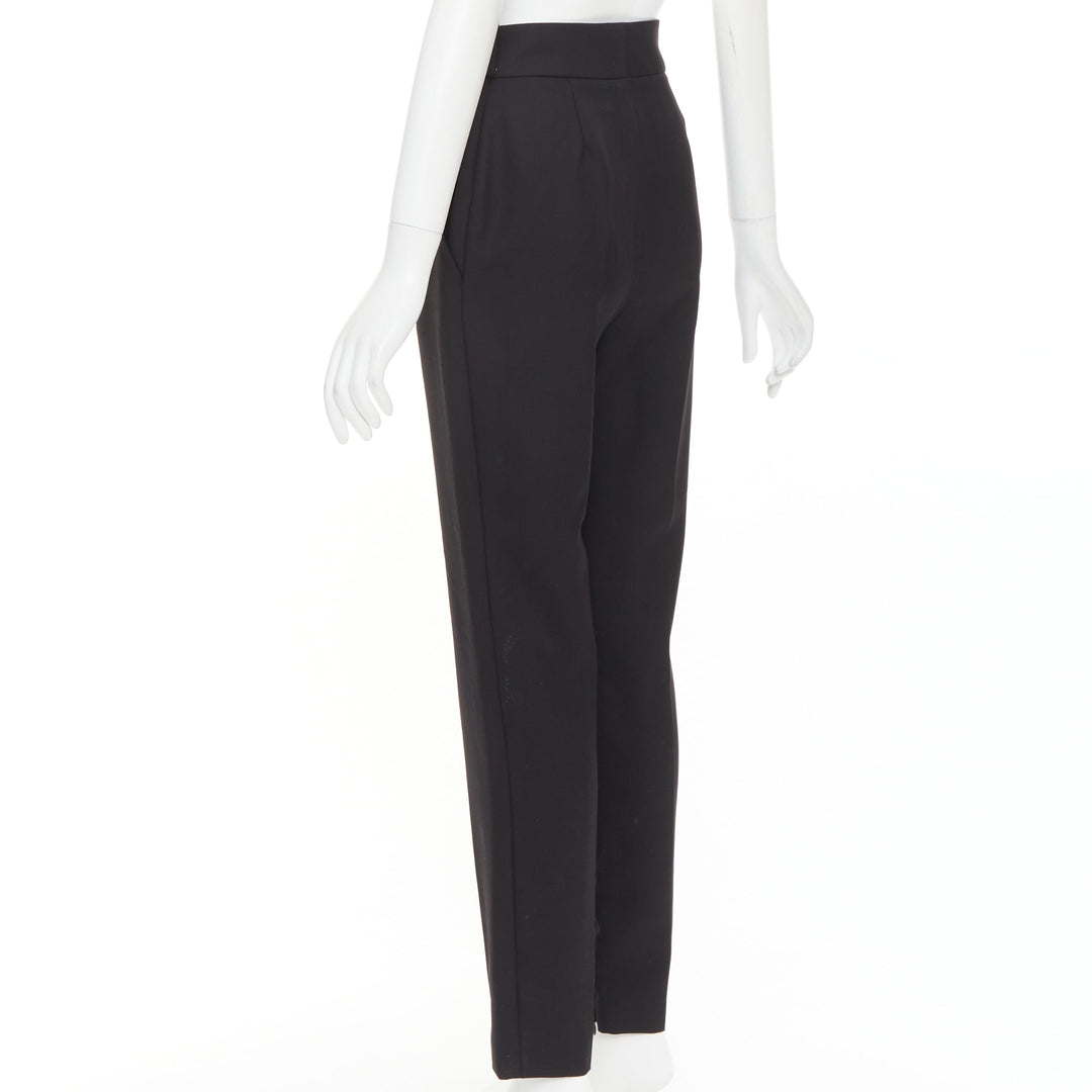 ALEXANDRE VAUTHIER black wool blend high waisted slim leg cropped pants