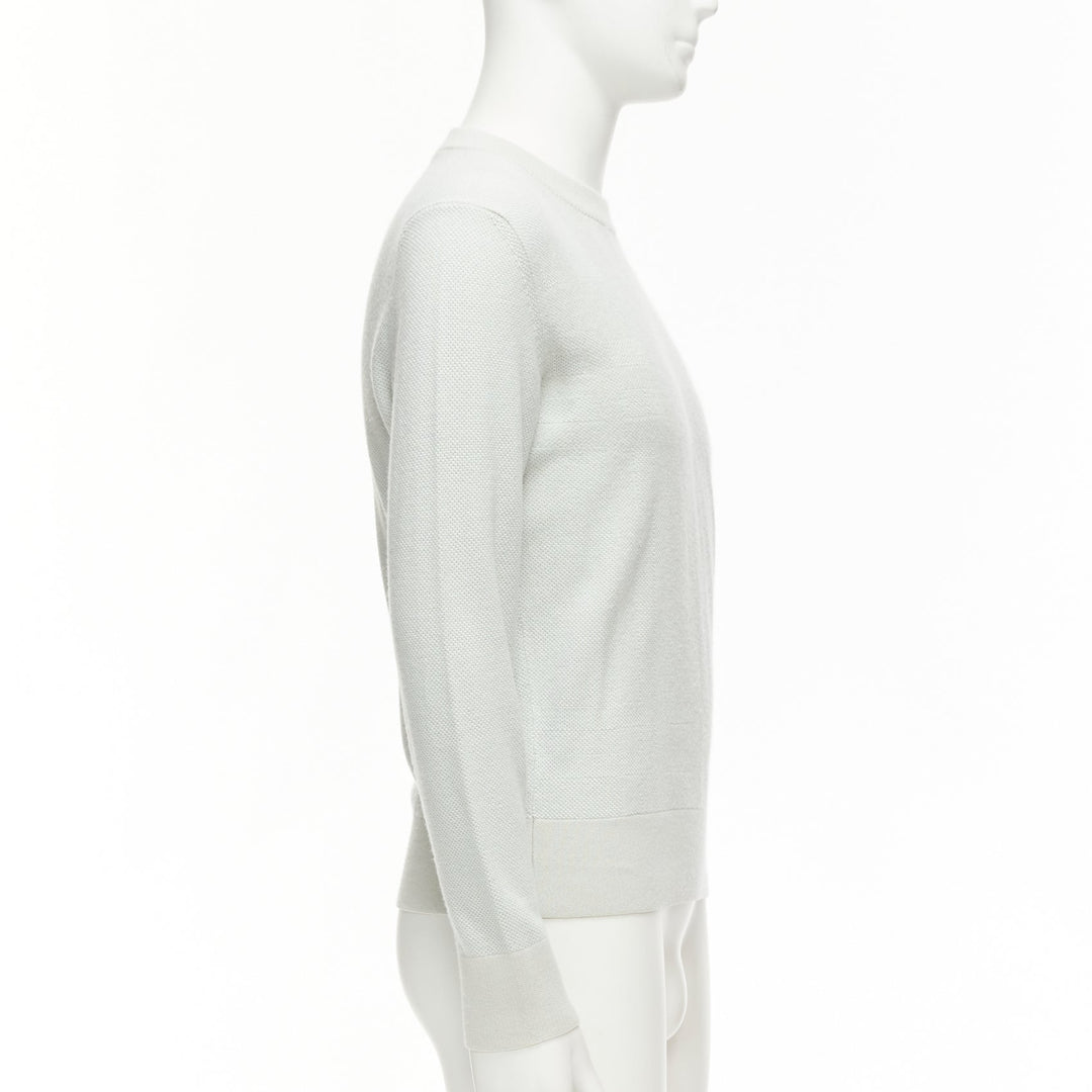 LORO PIANA light green silk cashmere big checkered knitted sweater IT48 M