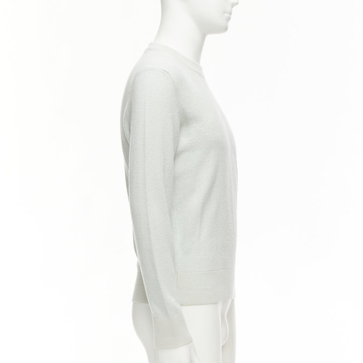 LORO PIANA light green silk cashmere big checkered knitted sweater IT48 M