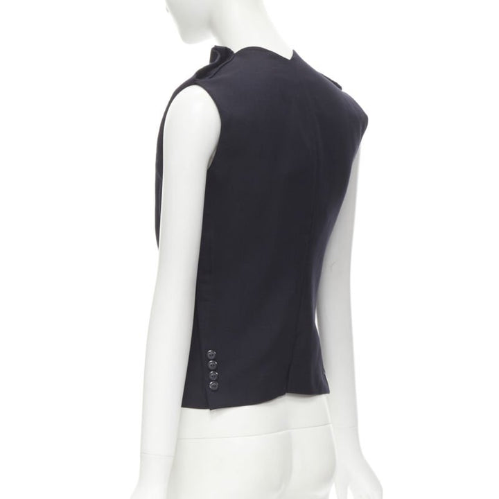 MAISON MARTIN MARGIELA ARTISANAL 2003 Runway navy deconstructed sleeves vest